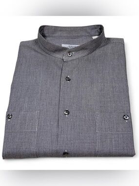 VTG Yves Saint Laurent Grey Puppytooth Mandarin Collar Shirt Men’s Size 17x32/33